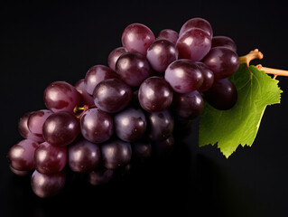 Bunch of Juicy Red Grapes on Organic Vine, Fresh and Ripe: a Delightful Harvest of Nature's Sweetness.