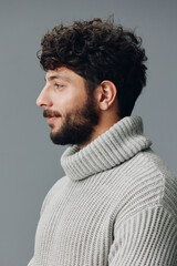 Beard man handsome adult white model young guy portrait person attractive male caucasian