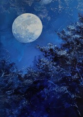 Obraz na płótnie Canvas Moonlit Indigo Serenity