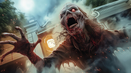 Zombie Horde Horrific Grotesque Undead Monster - obrazy, fototapety, plakaty