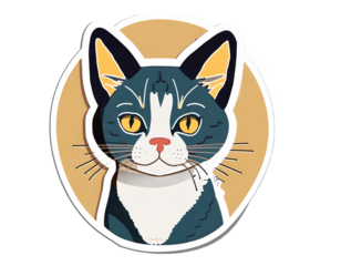 Cut cat sticker, cartoon style. and the most popular cats 