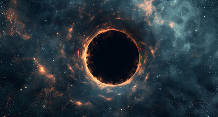 a black hole with stars in it on a blue background with large blue - Powered by Adobe