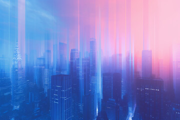 An abstract city scene with light lines. - obrazy, fototapety, plakaty