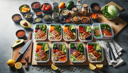Healthy Meal Prep with Colorful Vegetables and Grains