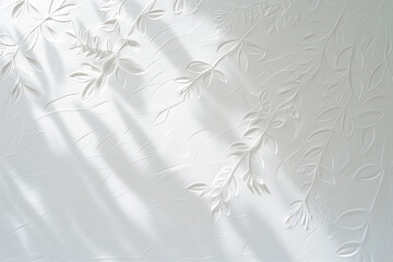 Minimalistic white texture with a hint of shadow play, emphasizing simplicity and elegance, soft lighting to highlight the delicate patterns, ideal for a clean and subtle background