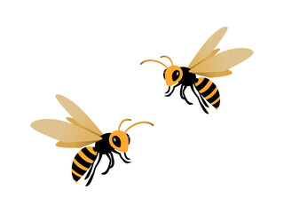 飛んでいるスズメバチのイラストセット