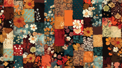 Seamless pattern of a patchwork quilt made