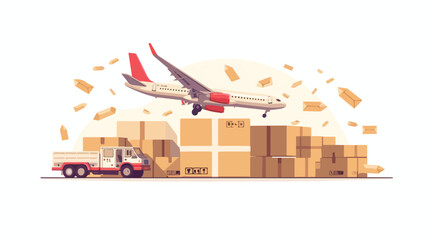 Shipping package through airline flat concept