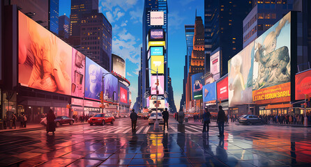 times squares mural painting - obrazy, fototapety, plakaty