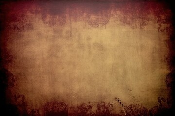 Obraz premium Gothic Grunge Background with Space for Text. Dark Paper Texture in Red, Ochre, and Brown Vintage Faded Colors
