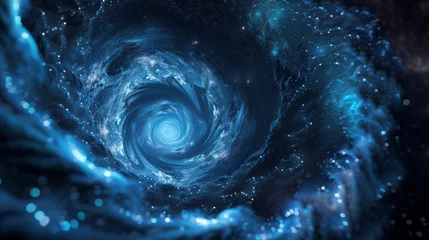 Schilderijen op glas linear interstellar space spiral with a blue color. © imlane