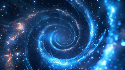Obraz premium Digital spiral with blue background.