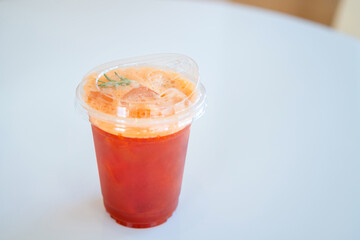 Iced tea, Thai milk tea, or Milk iced tea, A glass of iced milk tea