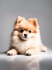 ふわふわしたポメラニアン子犬