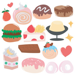 vector stock food tasty on bread variant menu. stock vector sweet product bread. coffeeshop, burger, puding, cromboloni, pastry