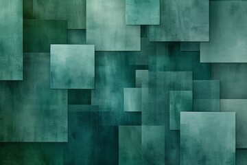 turquoise geometric background with abstract blocks, canvas paper texture, light and shadow 