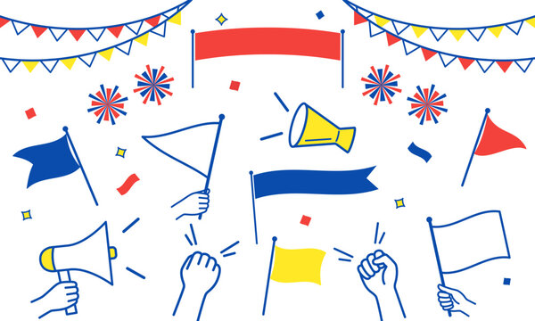 応援や声援をするイメージのアイコンセット