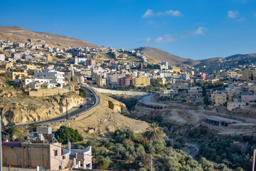 Fototapeta na wymiar View of a mountain village, Wadi Musa, Jordan.