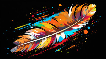 rainbow color  feathers in ultra feather  in black background 