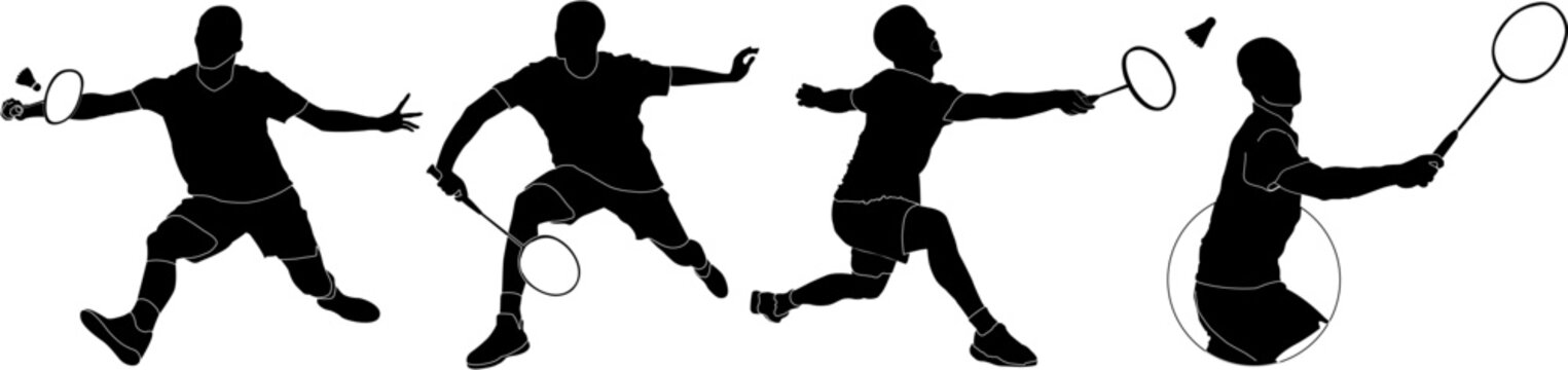 Badminton player Action Silhouette Vector Illustration