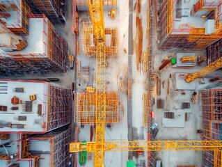 Captivating Aerial View of Construction Site Progress Through Drone Lens