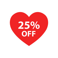 Red heart 25% off discount