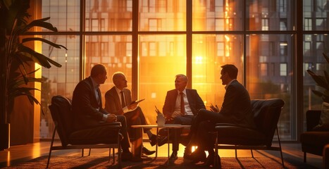 A group of professional Coperate Worker Business men and weman engage in a business discussion around a conference table in office