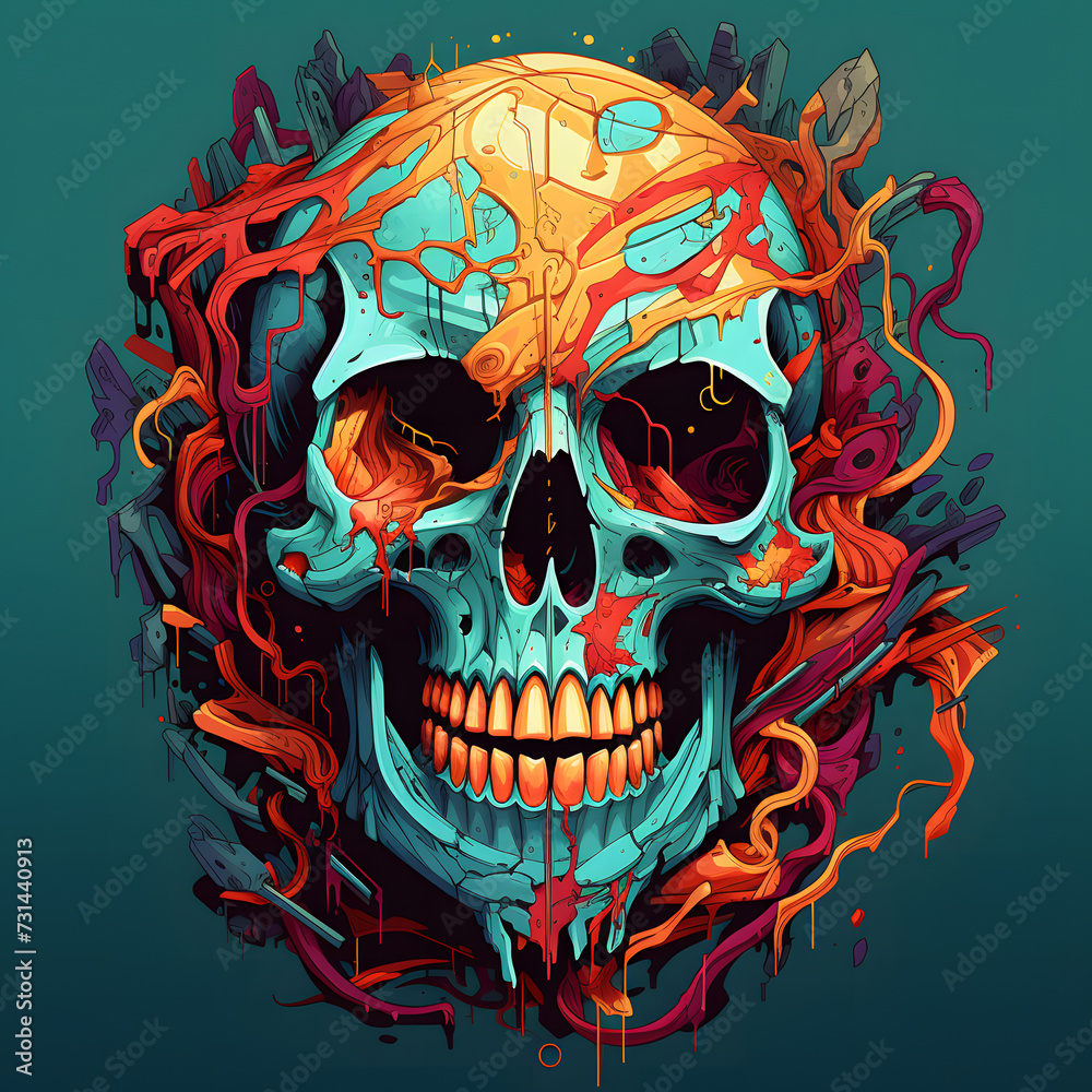 Wall mural skull head illustration