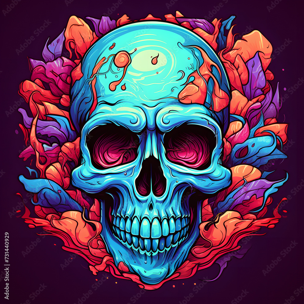 Wall mural skull head illustration