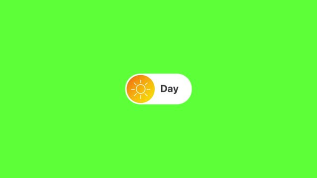 4K motion graphics animation of day switch to the night mode on chroma key green screen background.