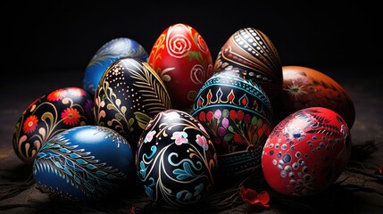 Fototapeta na wymiar Colorful Easter Greeting Card Featuring Vibrant Easter Eggs for a Joyful Celebration