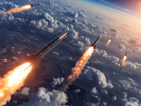 Multiple Large Missiles Flying Towards Targets on the Other Side of the Planet