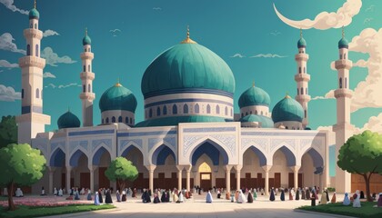 Fototapeta na wymiar 4k ramadan background or background ramadhan. ramadan wallpaper or wallpaper ramadhan. mosque background or design mosque 