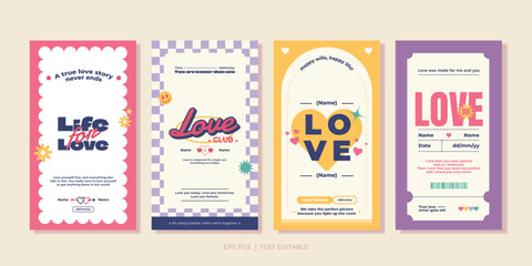 Cute love social media stories template. Social media stories templates. Vector illustrations for mobile apps, banner, greeting card. Cute social media post and story template. Social media stories.