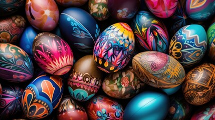 Vibrant and Joyful Easter Egg Collection: A Pile of Colorful Delights