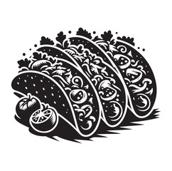 Taco vector icon illustration silhouette 