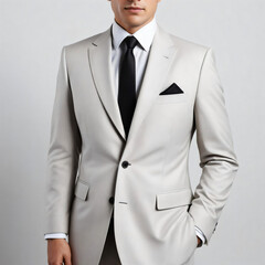 businessman in  grey, white suit