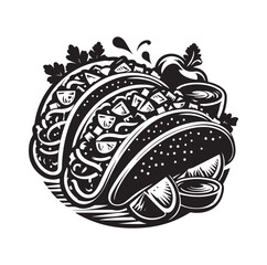 Taco vector icon illustration silhouette 