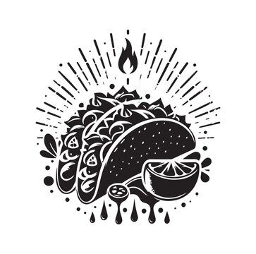 recommend clip art: Taco vector icon illustration silhouette 