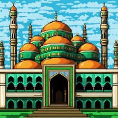 Mosque a illustration, icons for design mosque, mosque Islamic Ramadhan, elements mosque muslim, illustration of an mosque, 4k mosque or pixel art