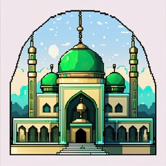 Mosque a illustration, icons for design mosque, mosque Islamic Ramadhan, elements mosque muslim, illustration of an mosque, 4k mosque or pixel art