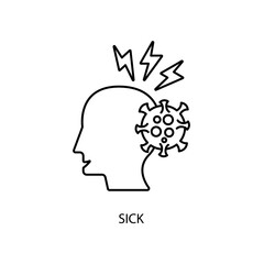sick concept line icon. Simple element illustration. sick concept outline symbol design.