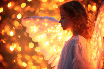 an angel with glowing wings