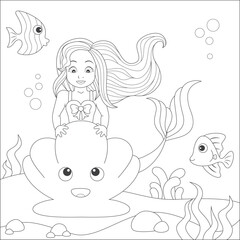 coloring mermaid and clamp