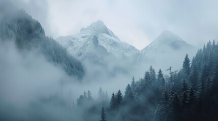 Foggy mountain landscape