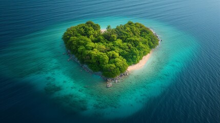 heart shaped island in a lagoon water