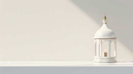 arabic lantern in white with white background. modern minimal design concept - obrazy, fototapety, plakaty