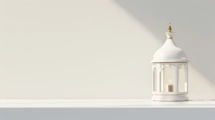 Foto op Plexiglas arabic lantern in white with white background. modern minimal design concept © zanderdesk
