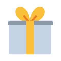 Gift box with yellow ribbon icons, minimalist vector illustration and transparent graphic element. Isolated on white background