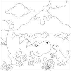 coloring dino and friend